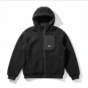 MADNESS MDNS Heavy Sherpa Fleece Windstopper Hooded Jacket Black XL